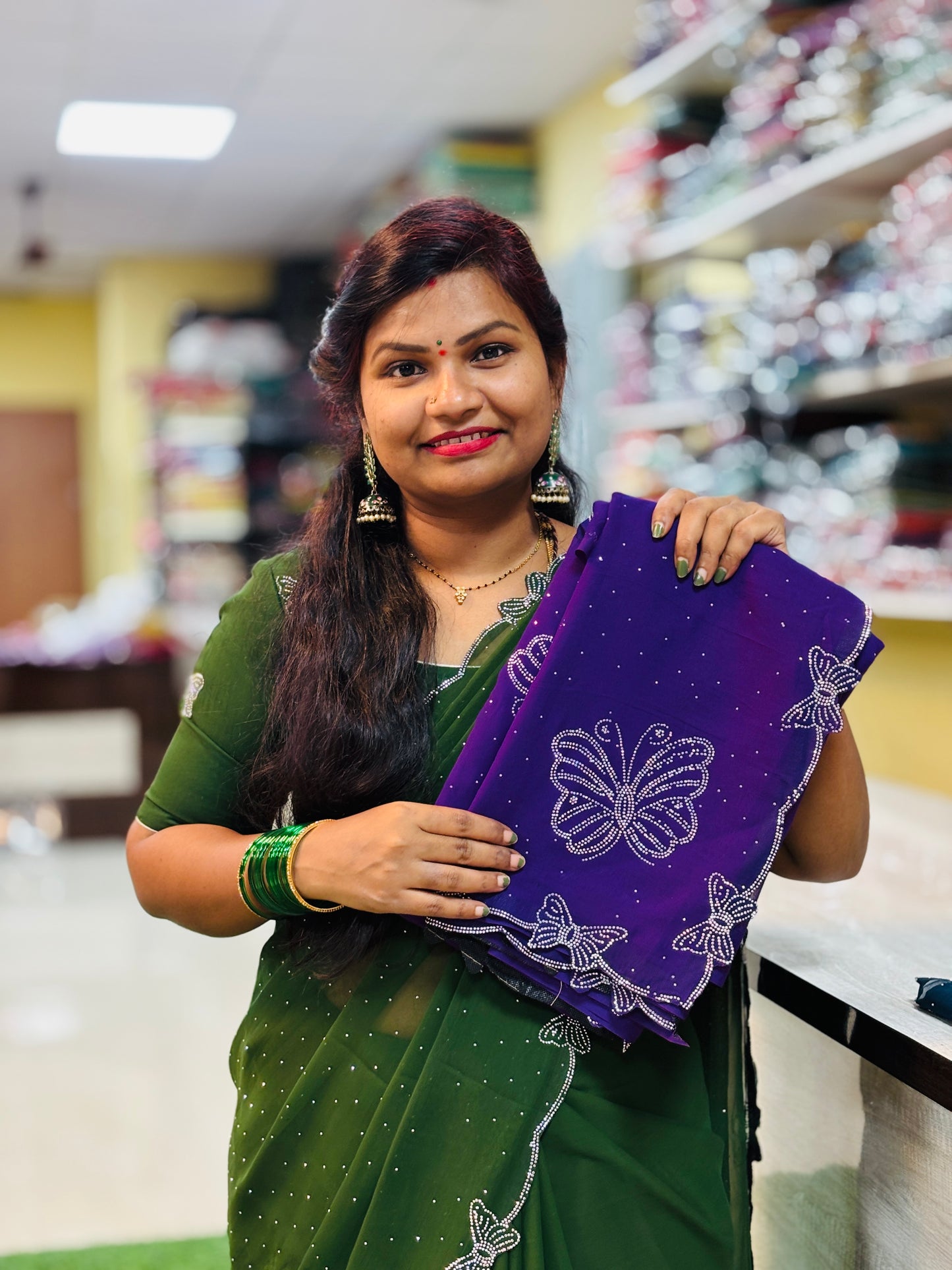 Butterfly space chiffons purple blue