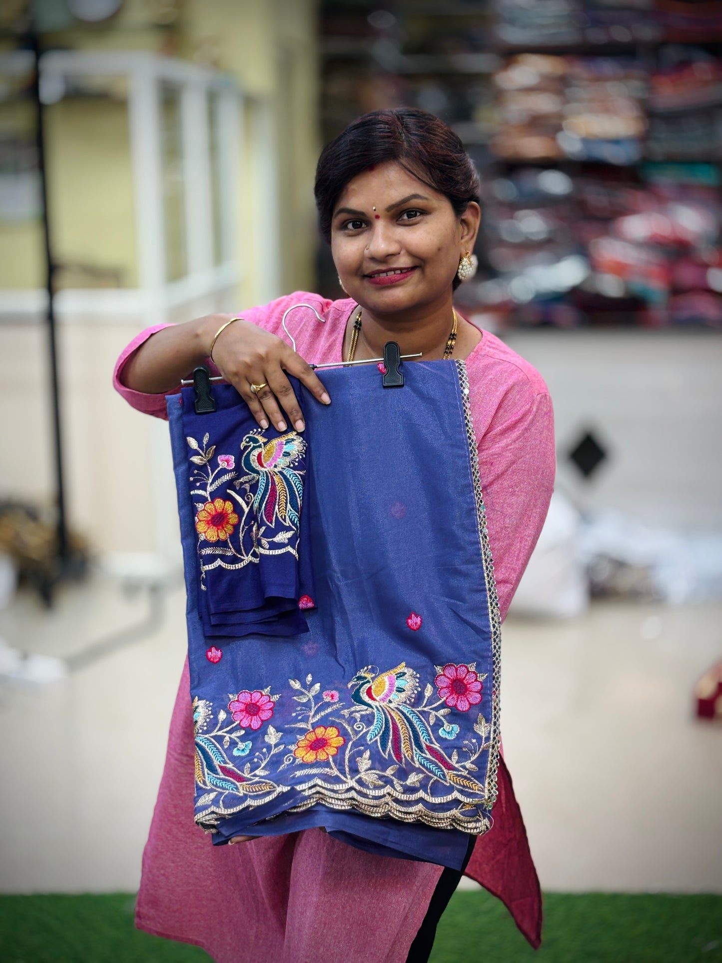 Designer peacock embroidery sarees