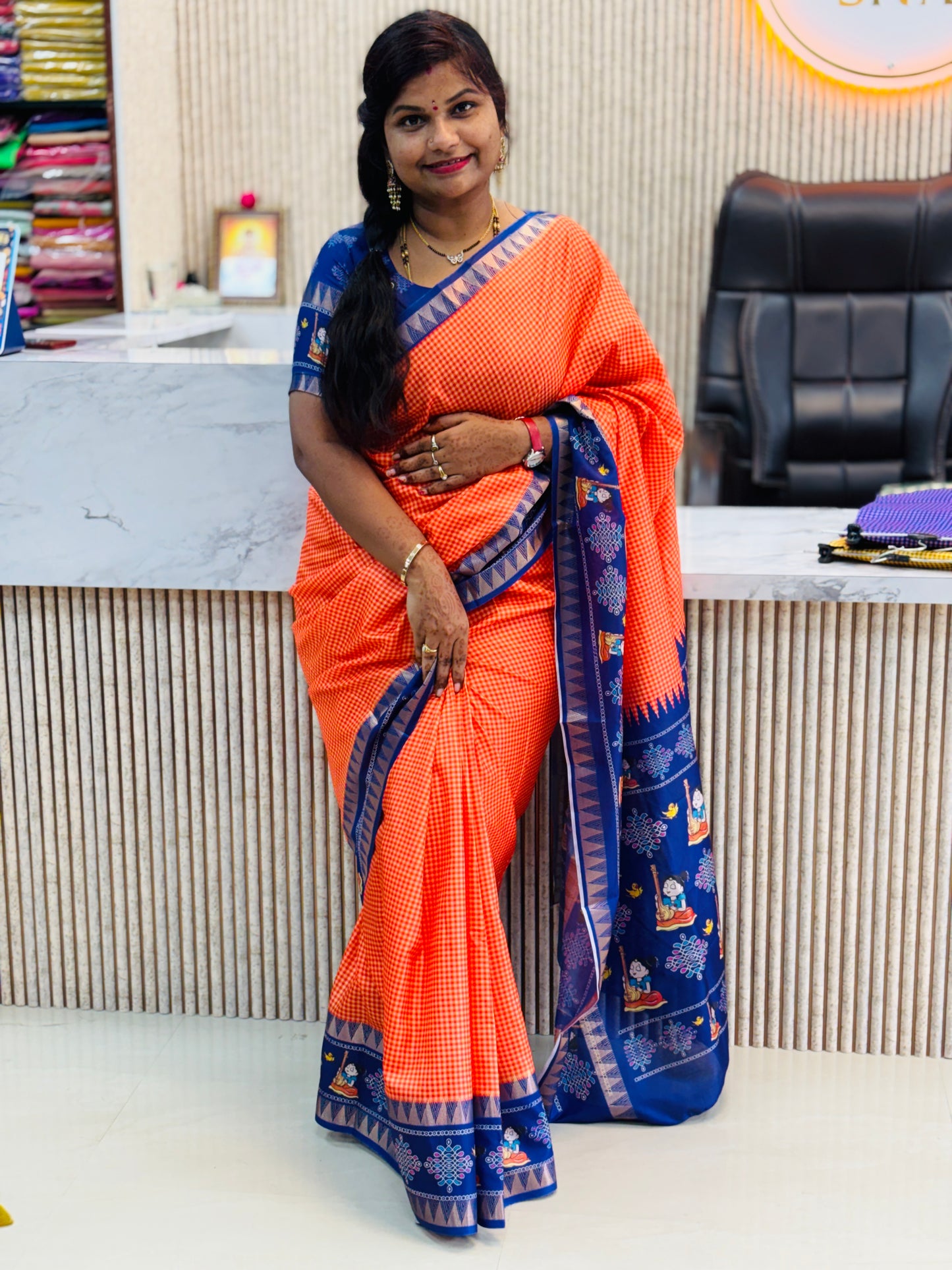 Doll Mangalagiri gap borders Sarees