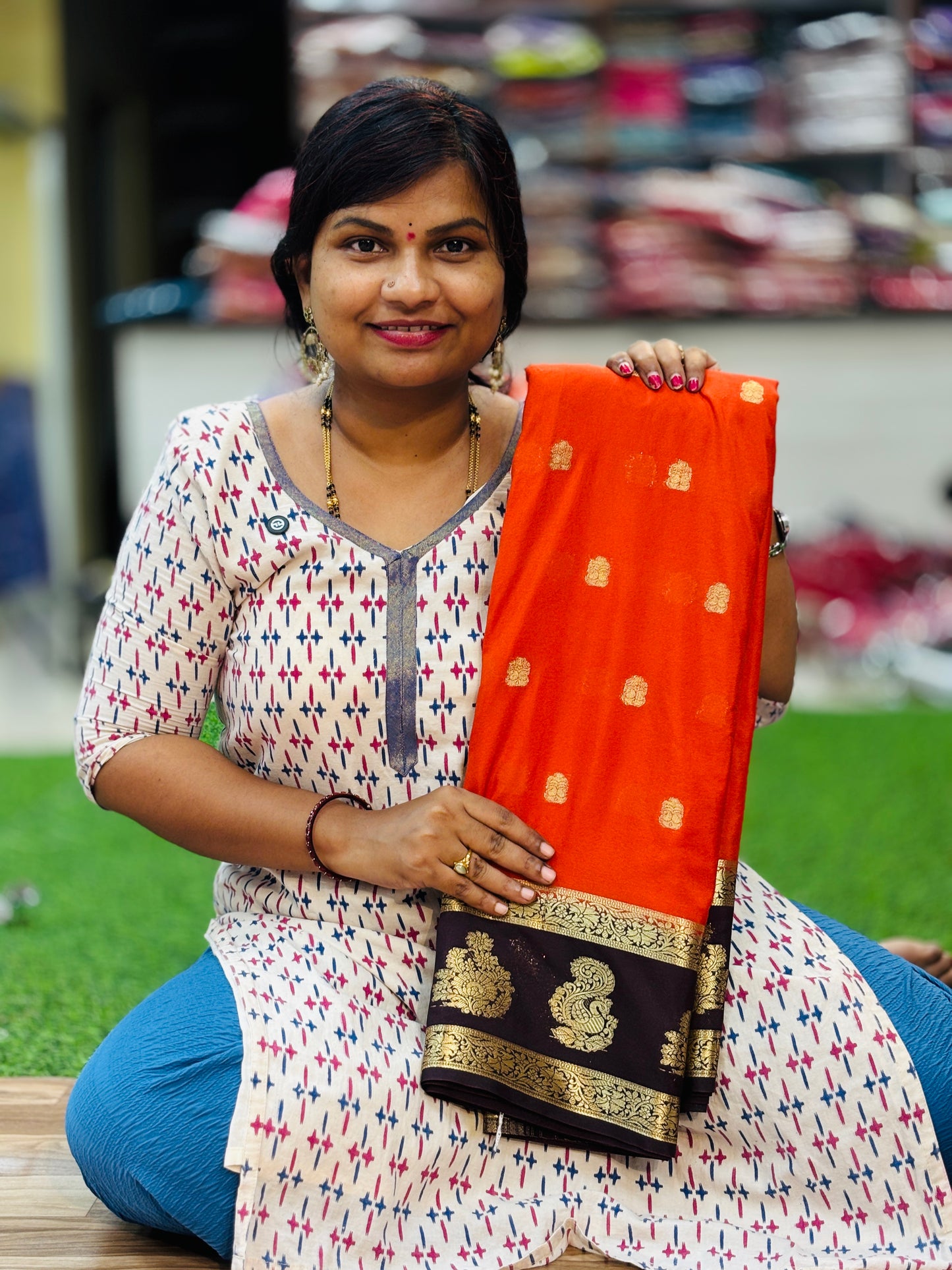 Semi Mysore Crepe Sarees