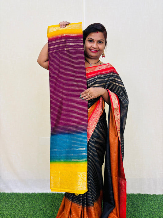 Semi Mysore Multi Crepe Sarees