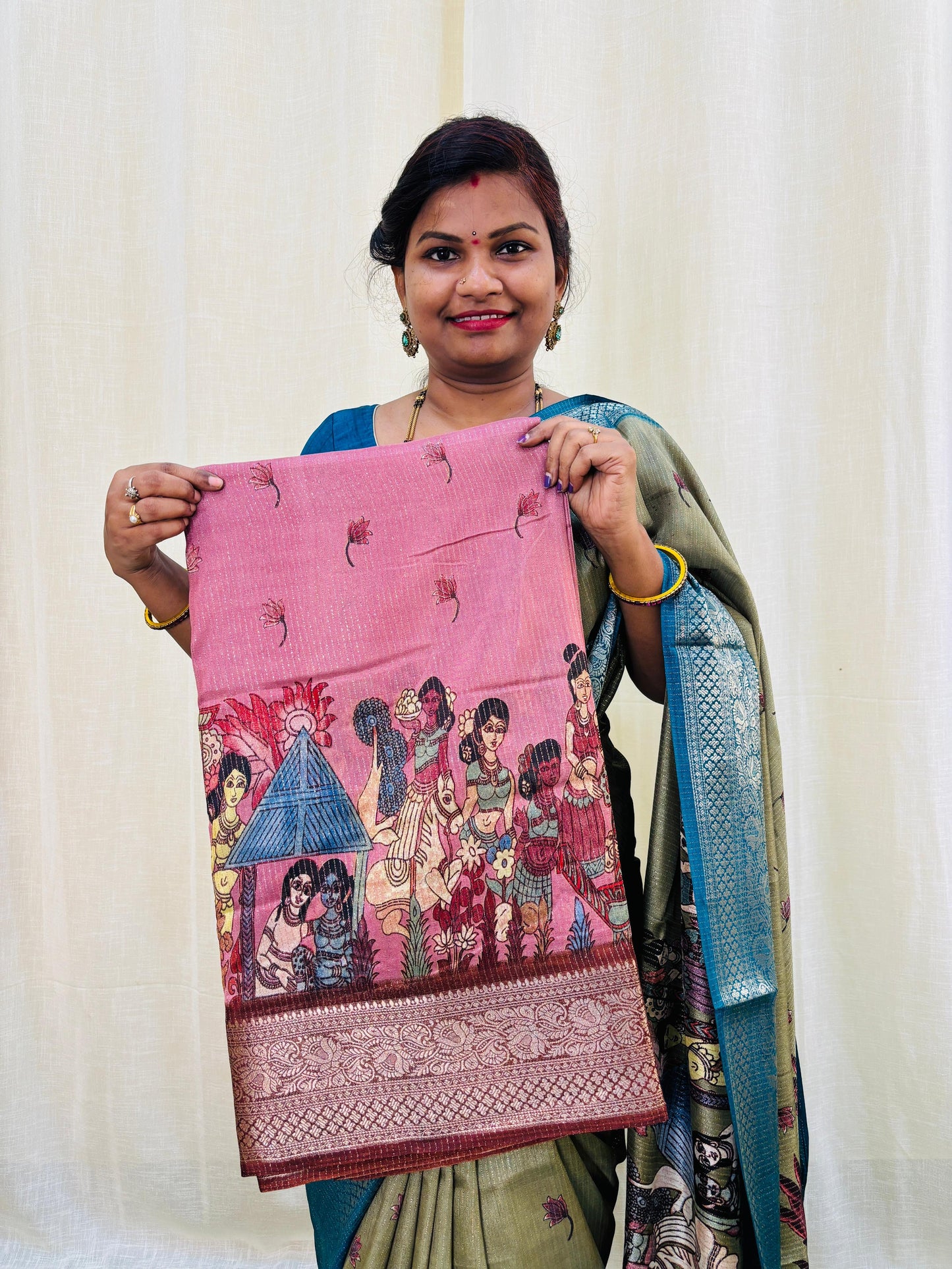 Dola Crepe Silk With Madhubani Prints