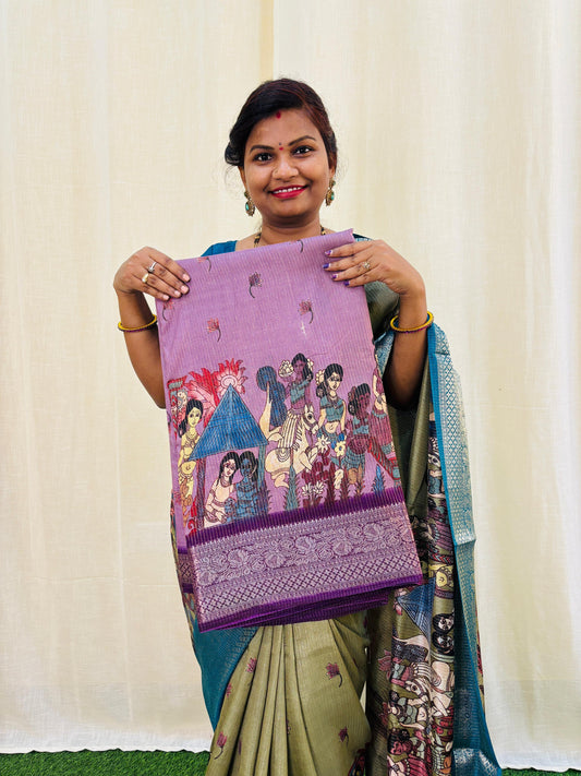 Dola Crepe Silk With Madhubani Prints