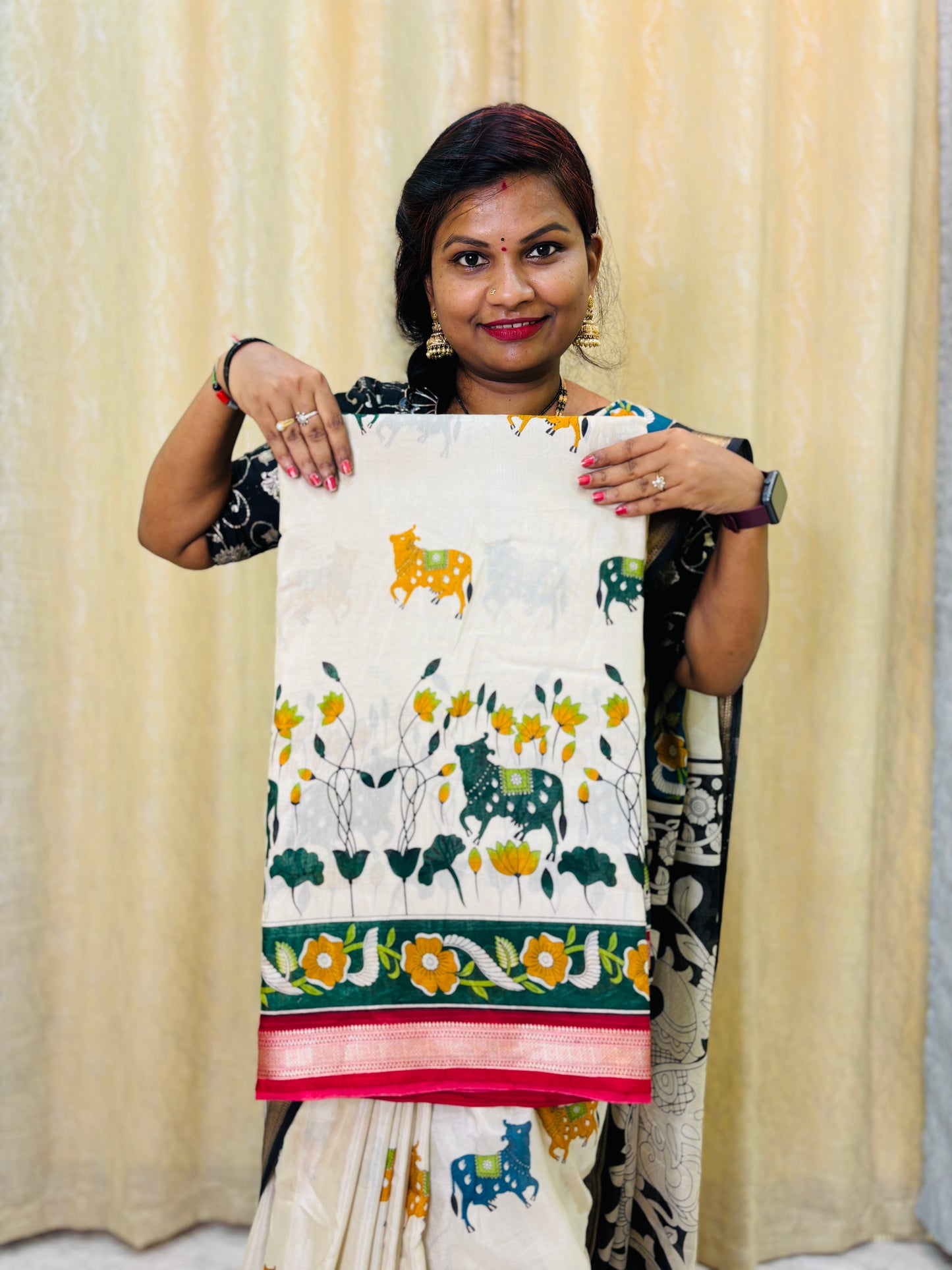 Pen kalamkari crepe silk