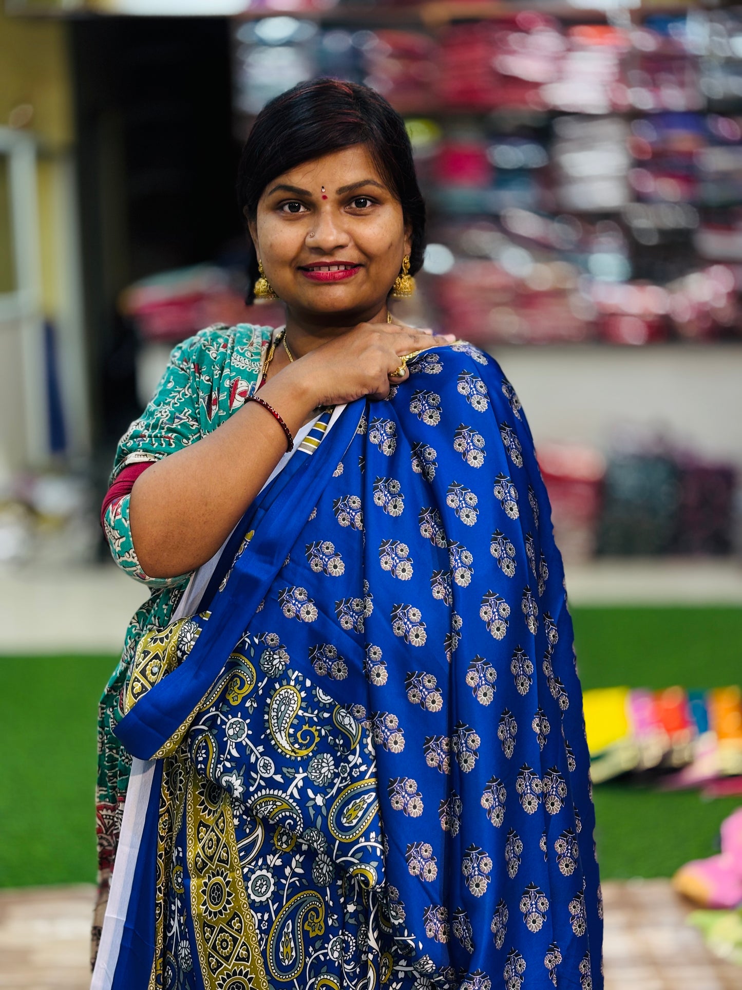 Pashmina Azrak Model Silk Saree