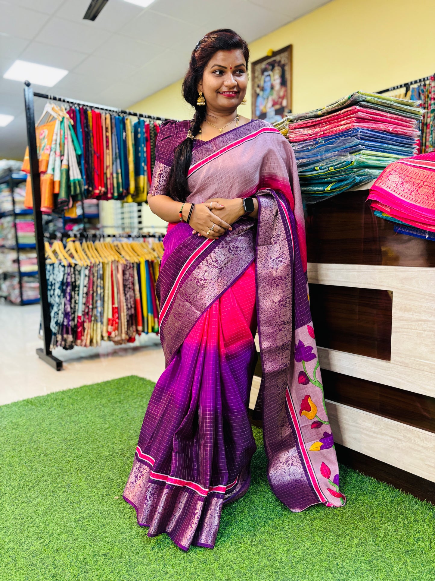 Multi Colour Dola Crepe silk