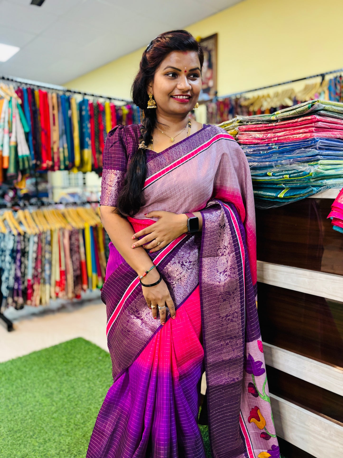 Multi Colour Dola Crepe silk