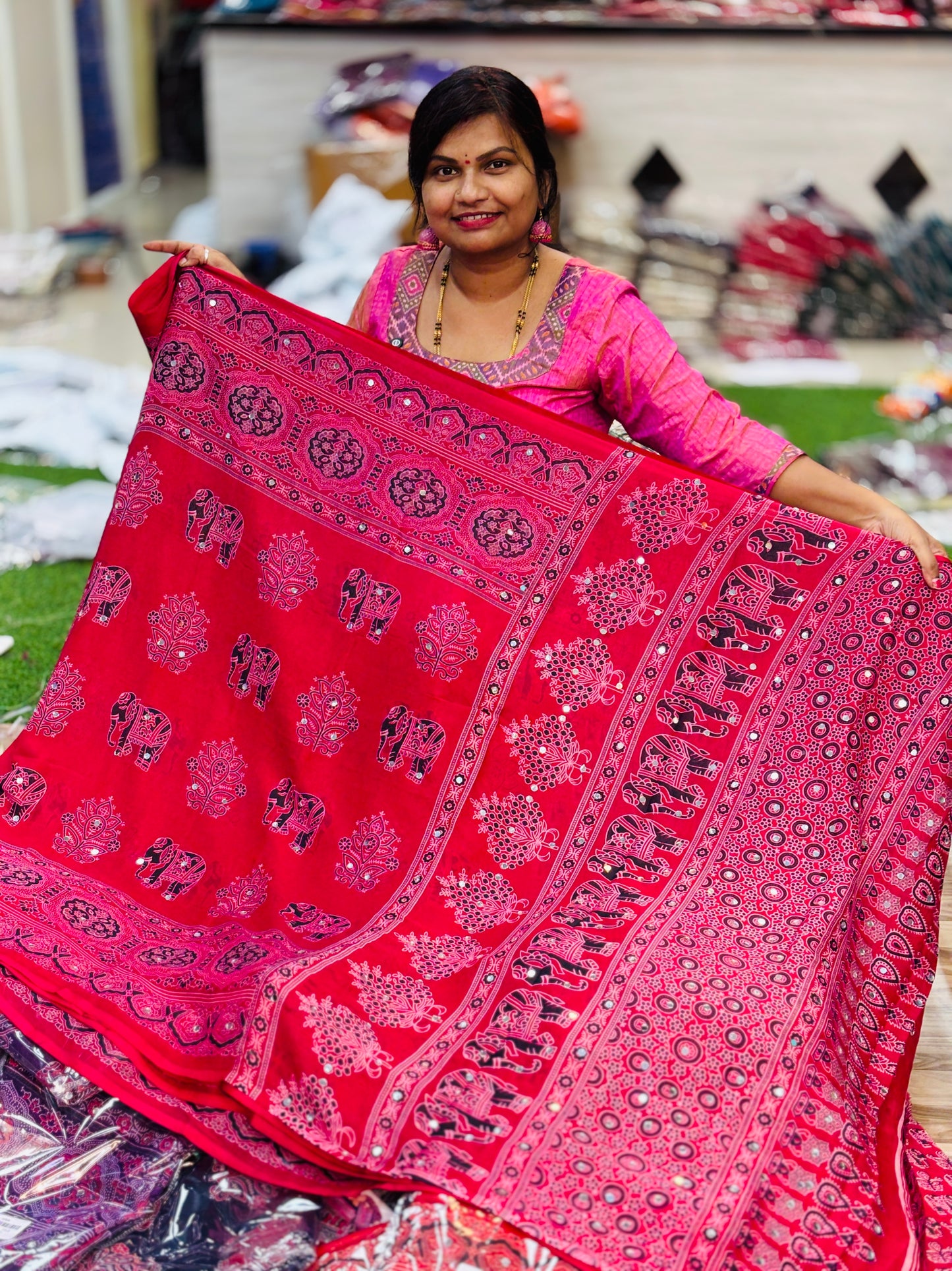 Azrak Elephants Sarees