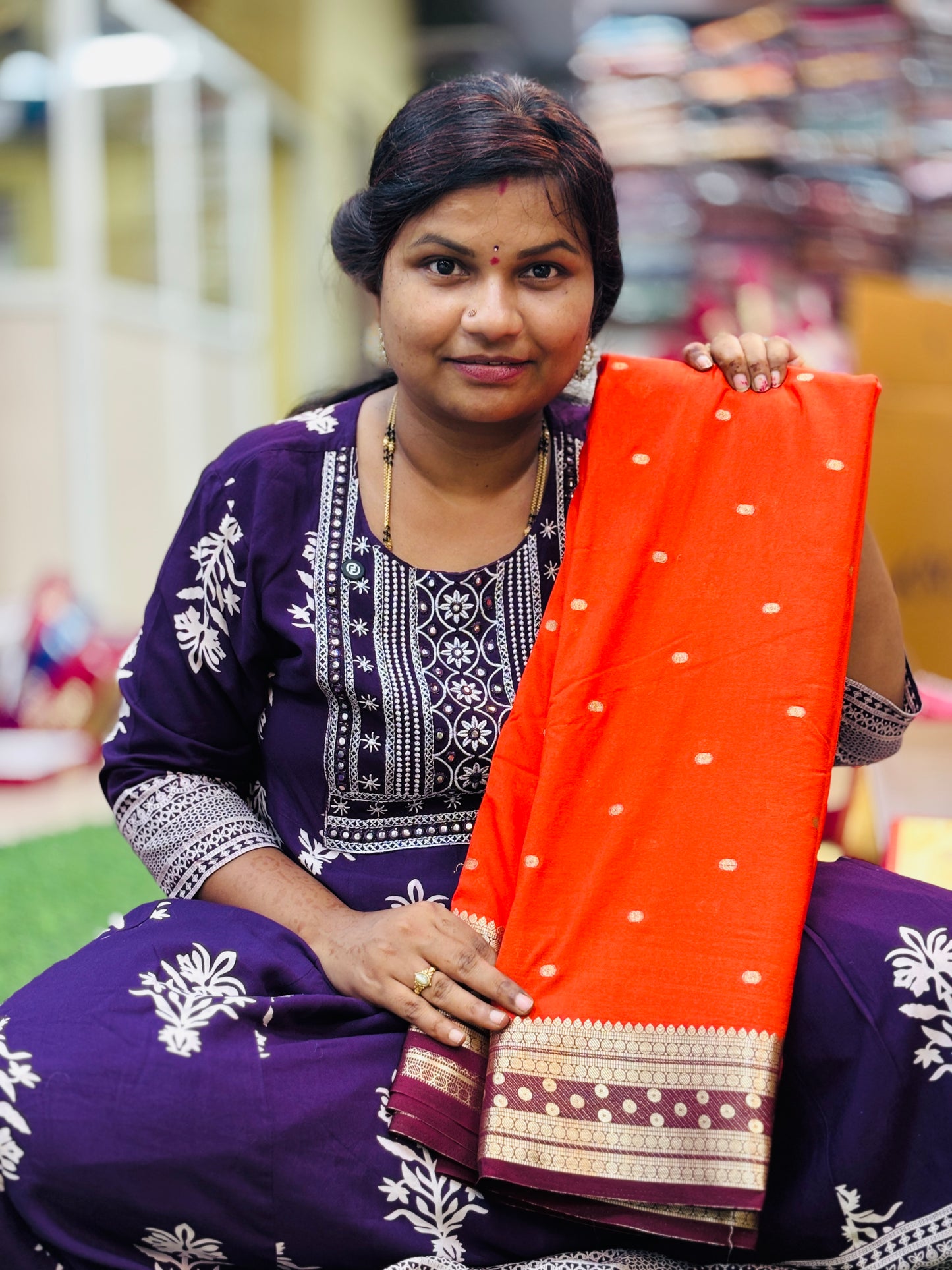 Semi Mysore Crepe Sarees Rust