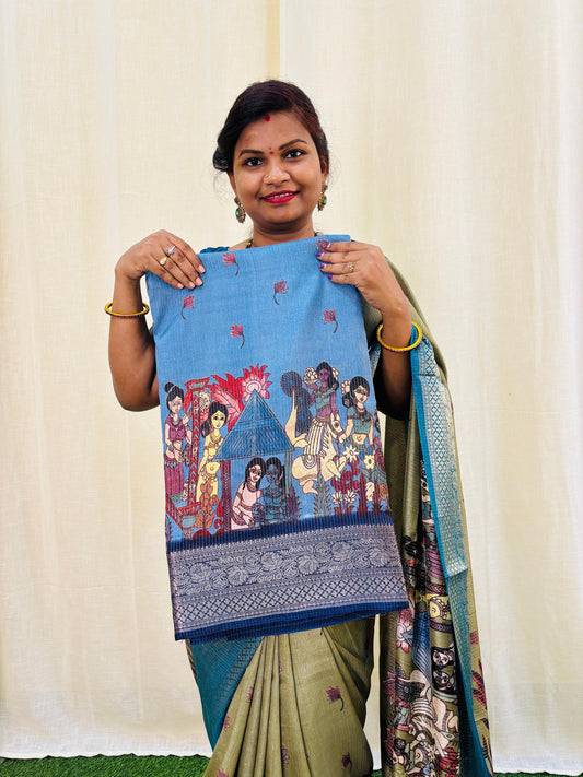 Dola Crepe Silk With Madhubani Prints