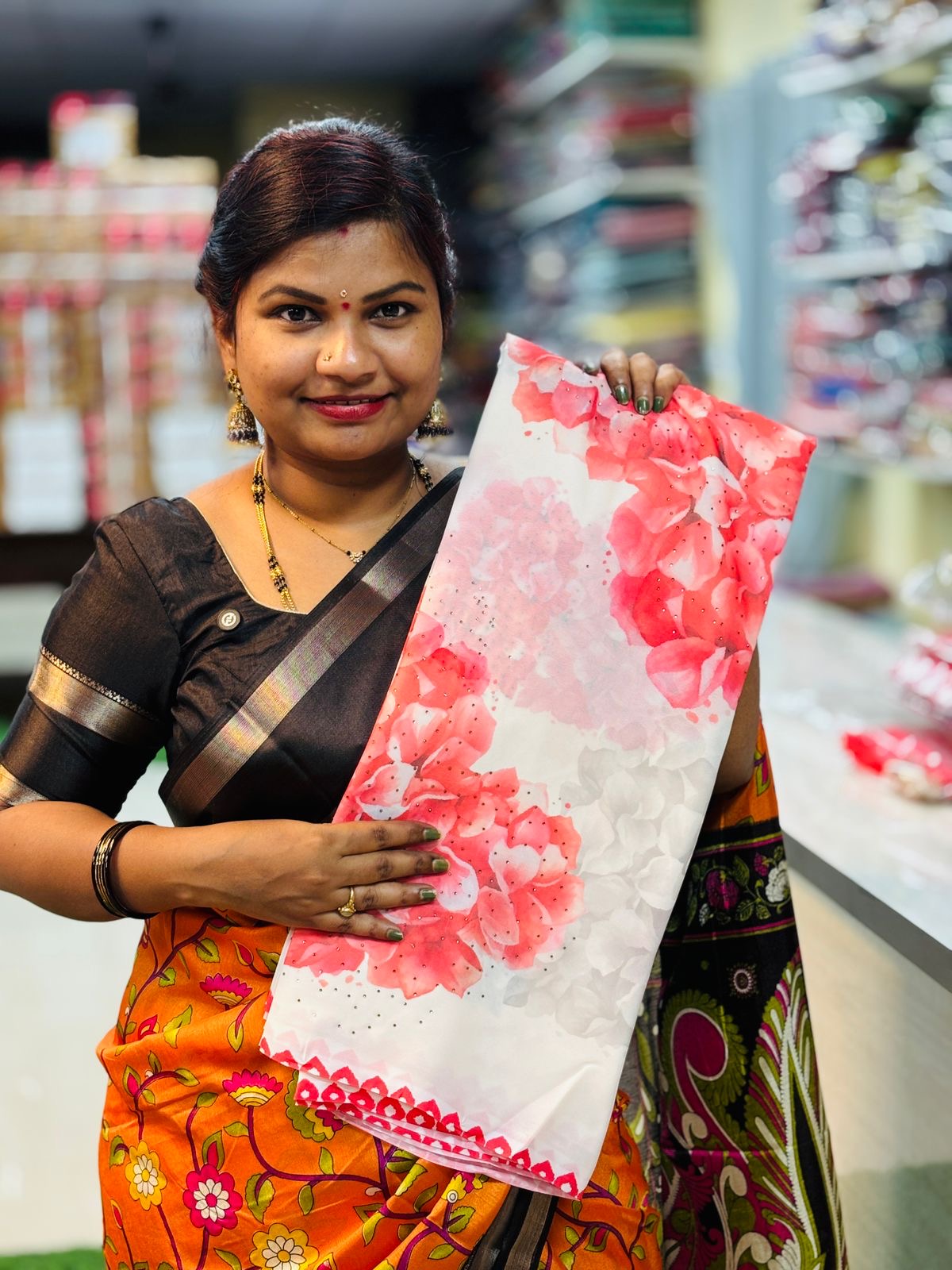 Chiffon Floral with Swarovski Stones
