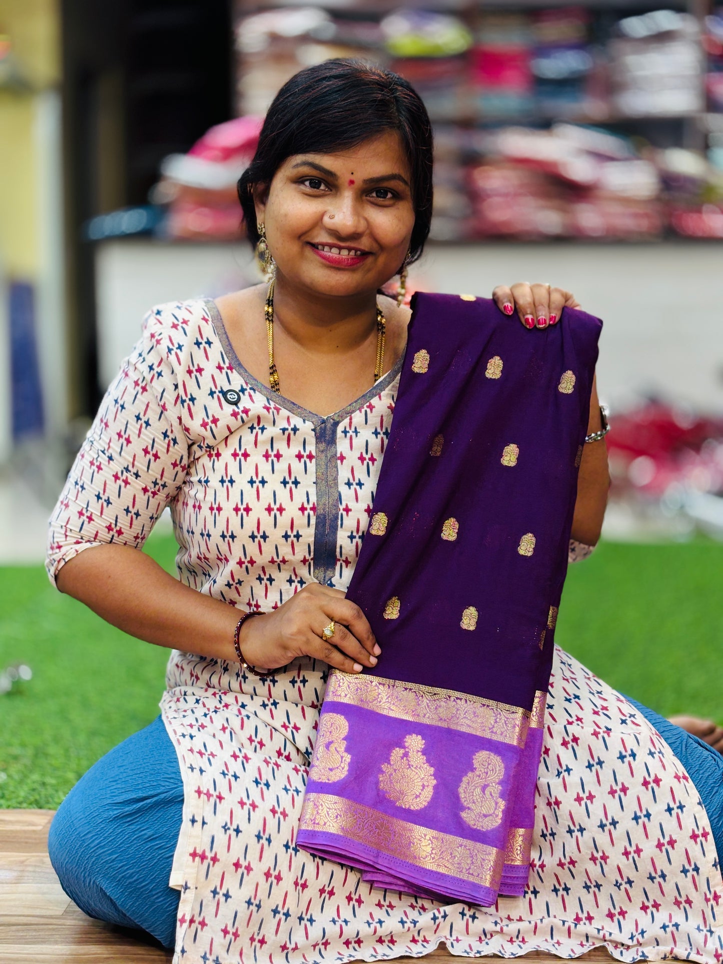 Semi Mysore Crepe Sarees