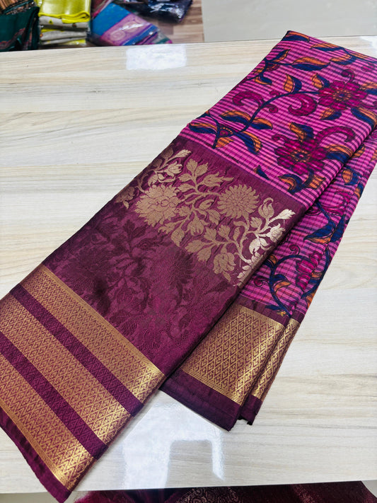 Kora Organz Checks Sarees