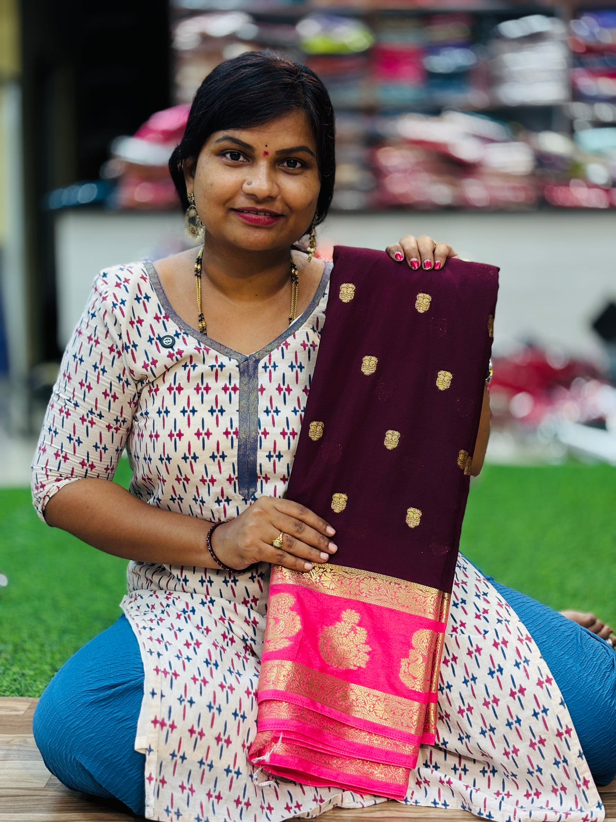 Semi Mysore Crepe Sarees
