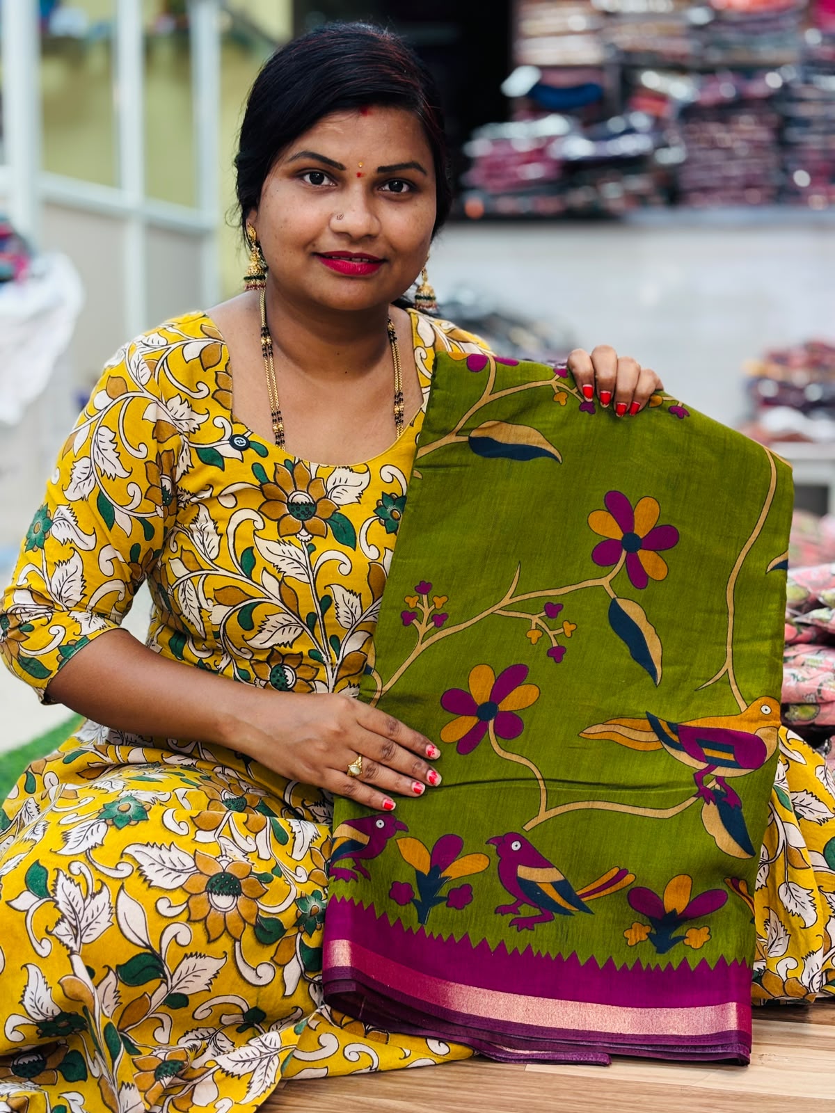 Mangalagiri Kalamkari Maheswari Pattu Saree