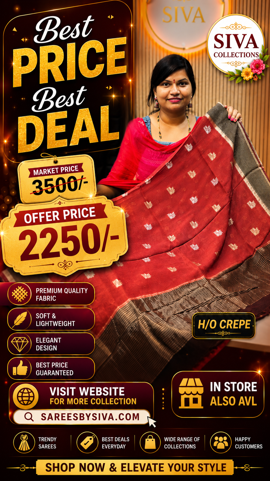 H/o Crepe Sarees