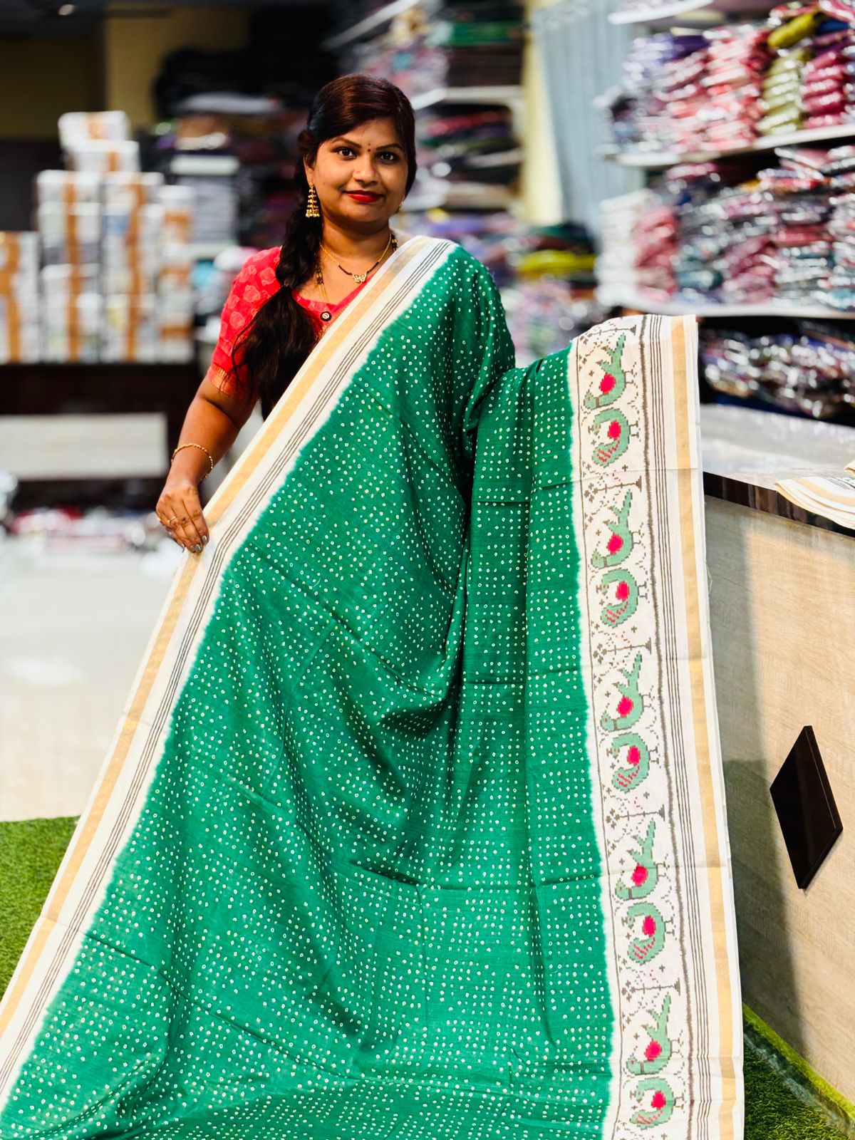 Pochampally Bandini Malai silk Pochampally borders