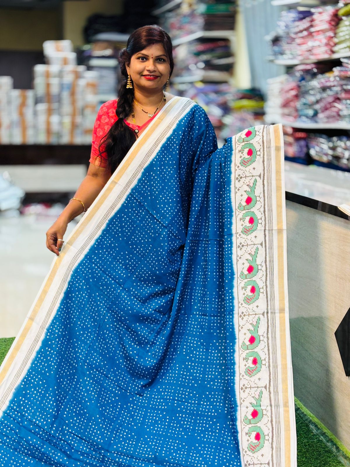 Pochampally Bandini Malai silk Pochampally borders