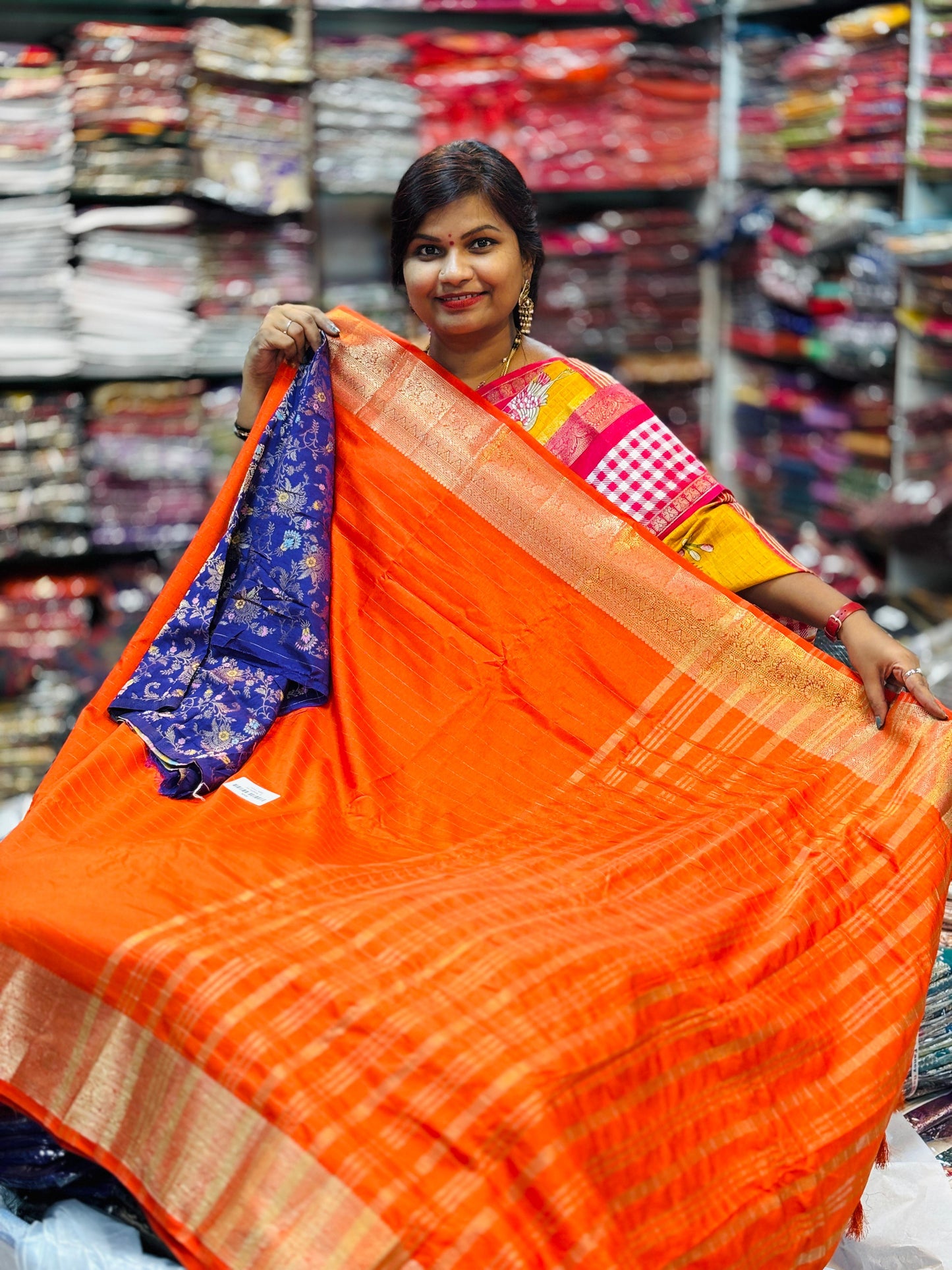 Moonga Checks Sarees