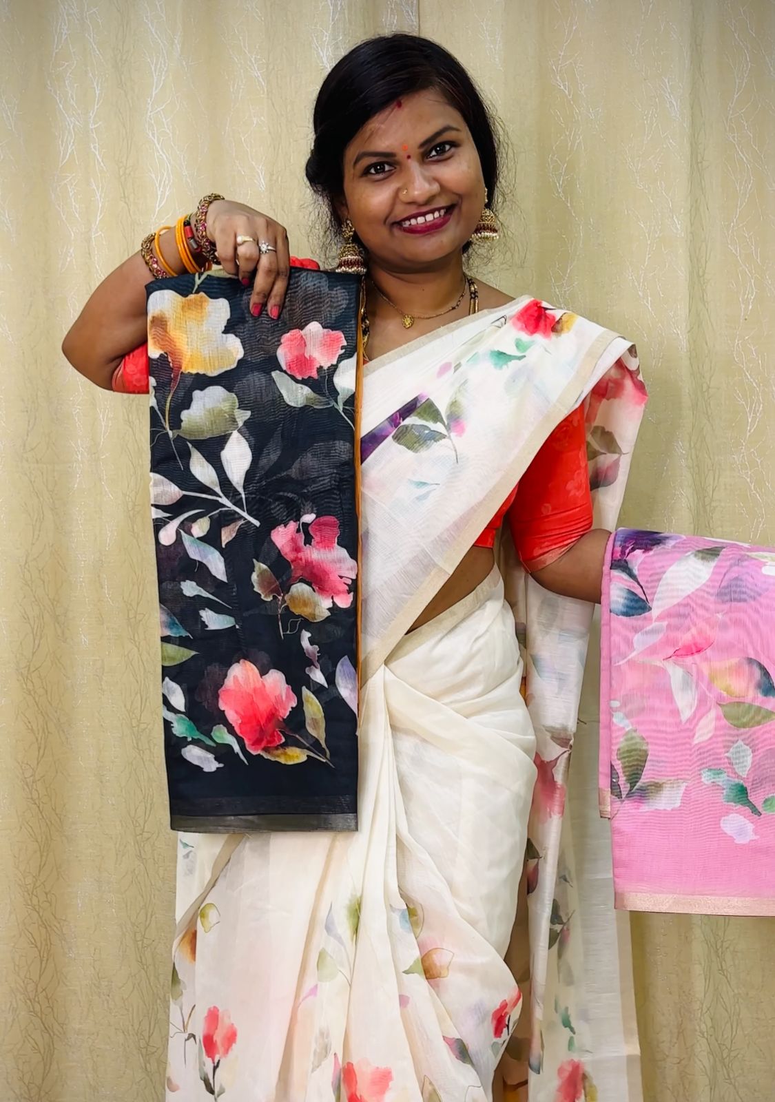 Chanderi Digital Floweral