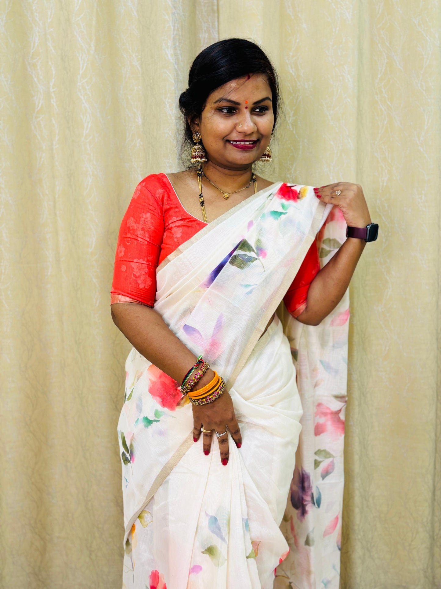 Chanderi Digital Floweral