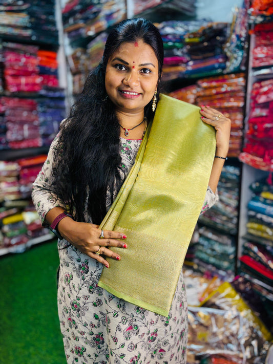 Plain tissue sarees with Kanchi borders