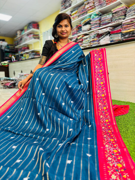 Rama Blue Kanchi Silk with Digital Floral