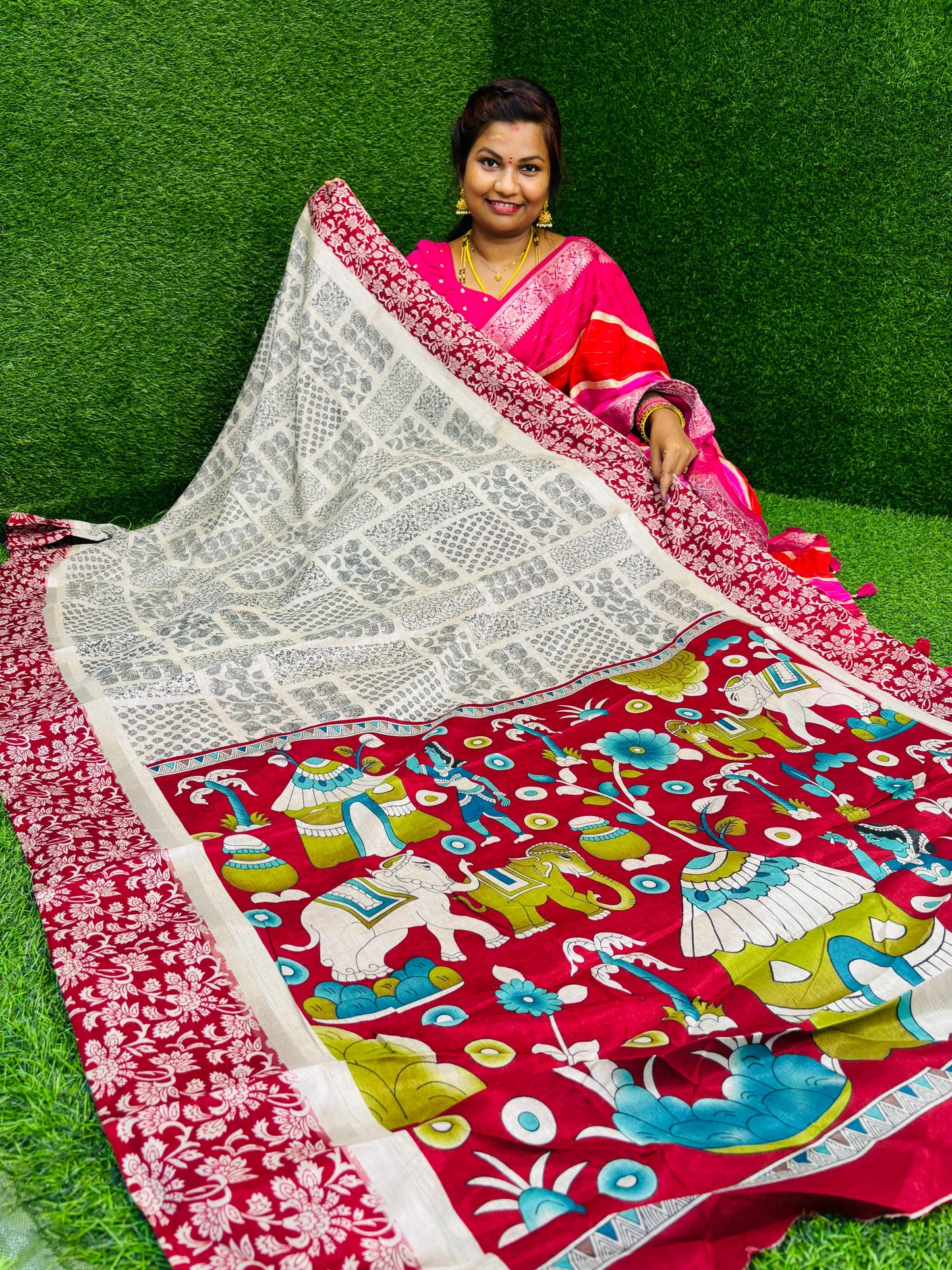 Madhubani kalamkari silk
