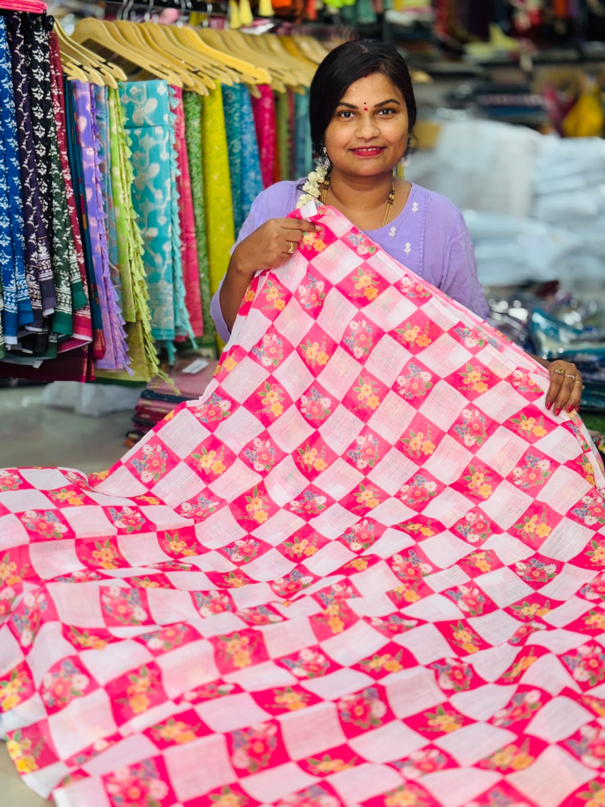 Lenin Checks Floweral Sarees