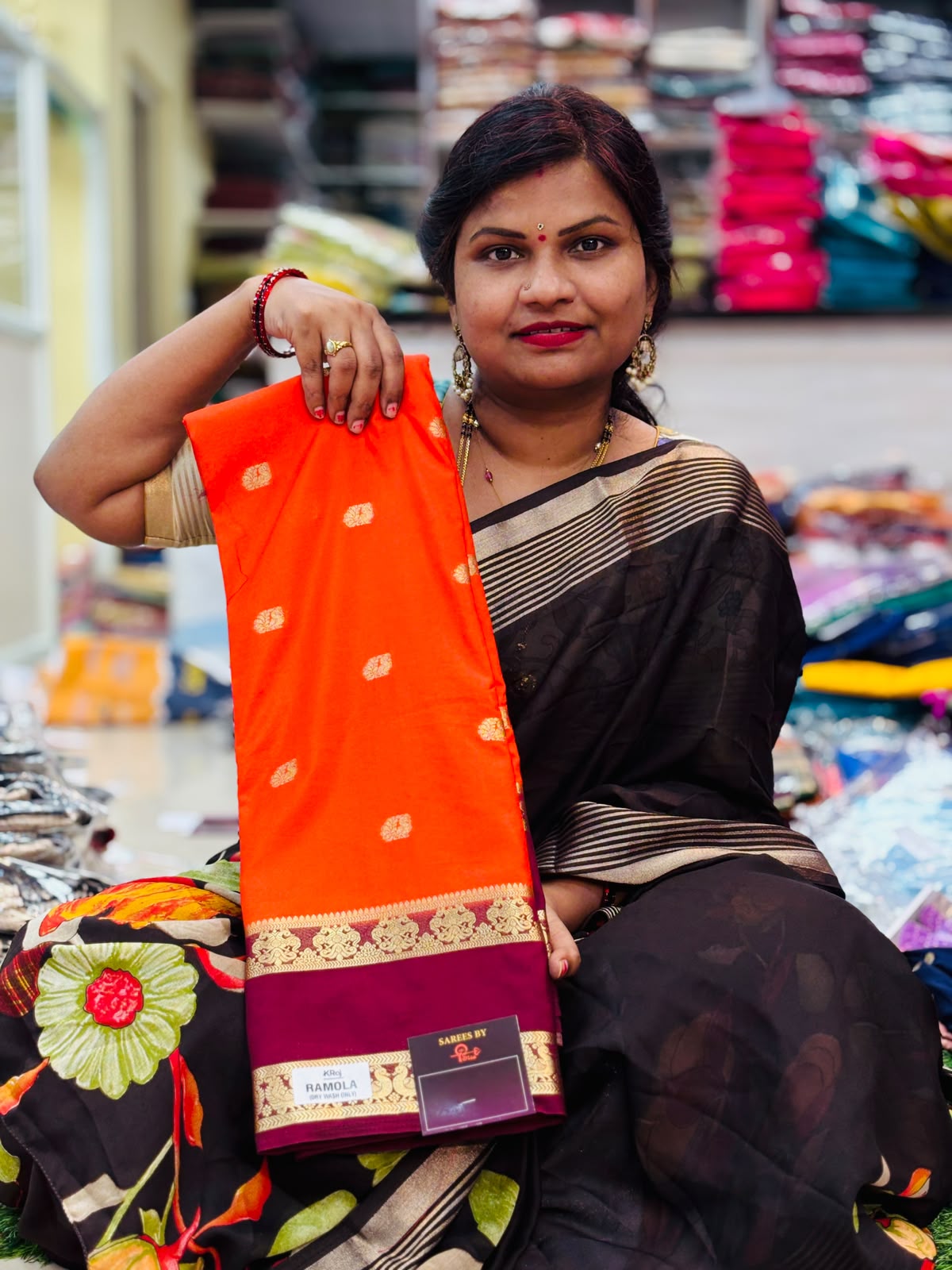 Semi Mysore crepe saree