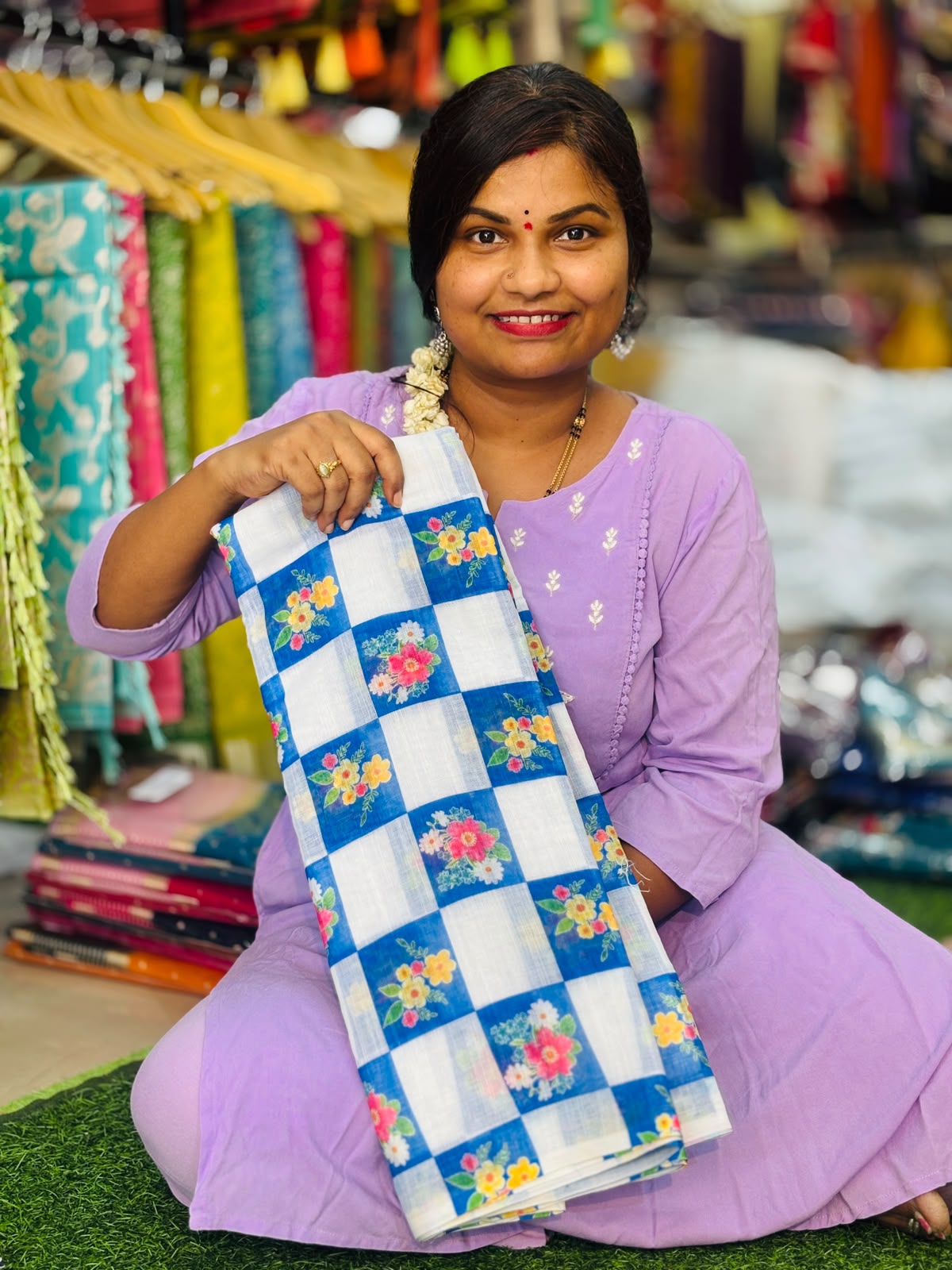 Lenin Checks Floweral Sarees