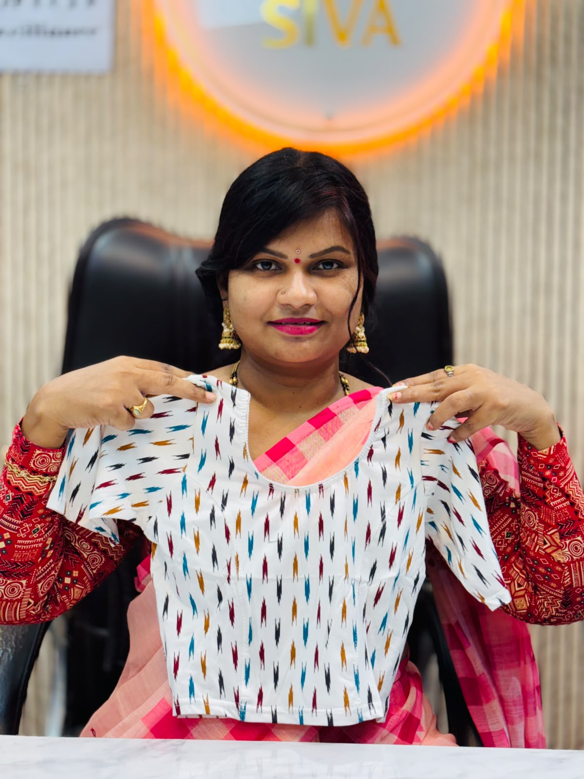 Kalamkari Readymade Blouse – XL Size (Elastic)