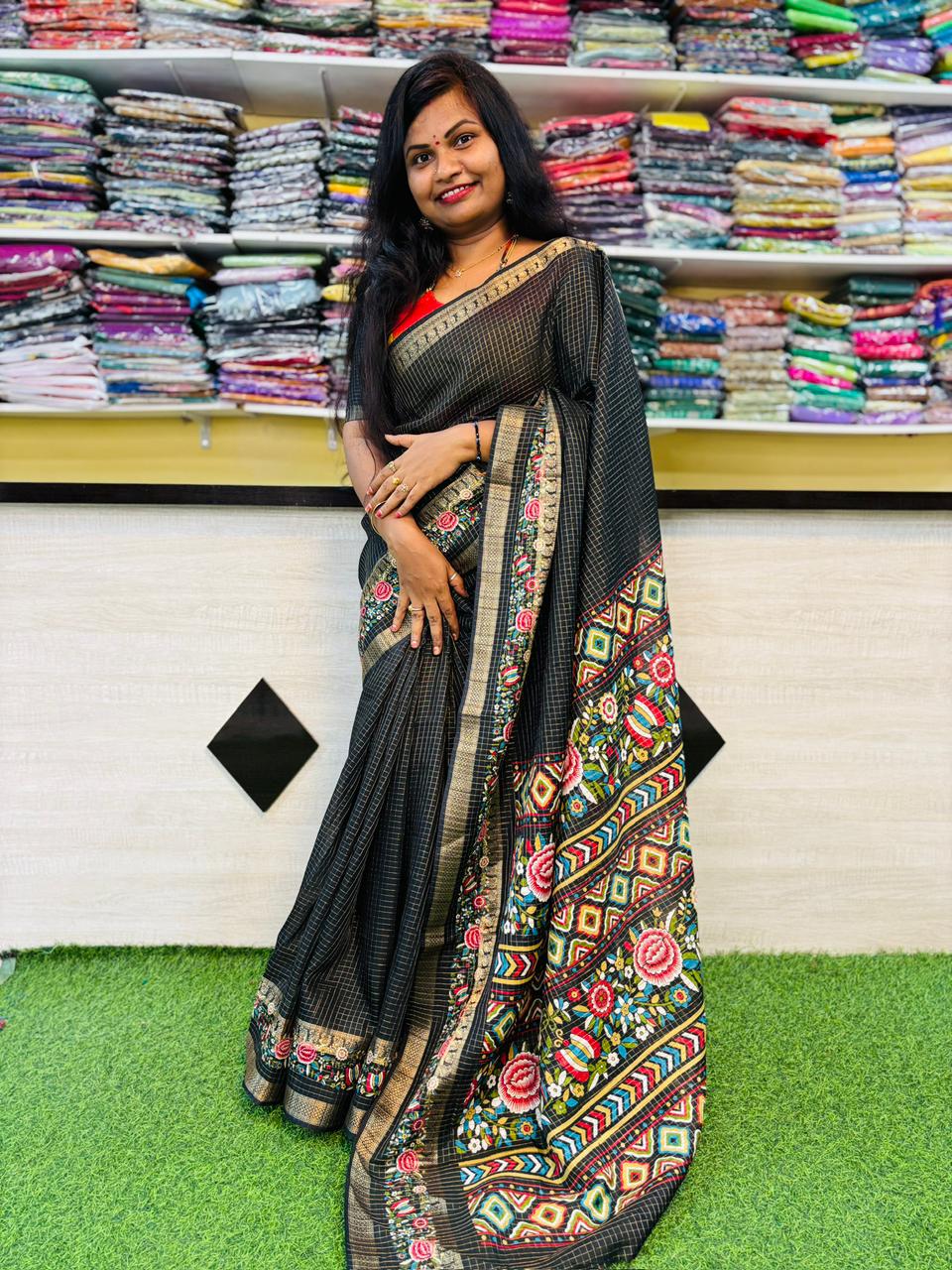 Black Kanchi Silk Saree