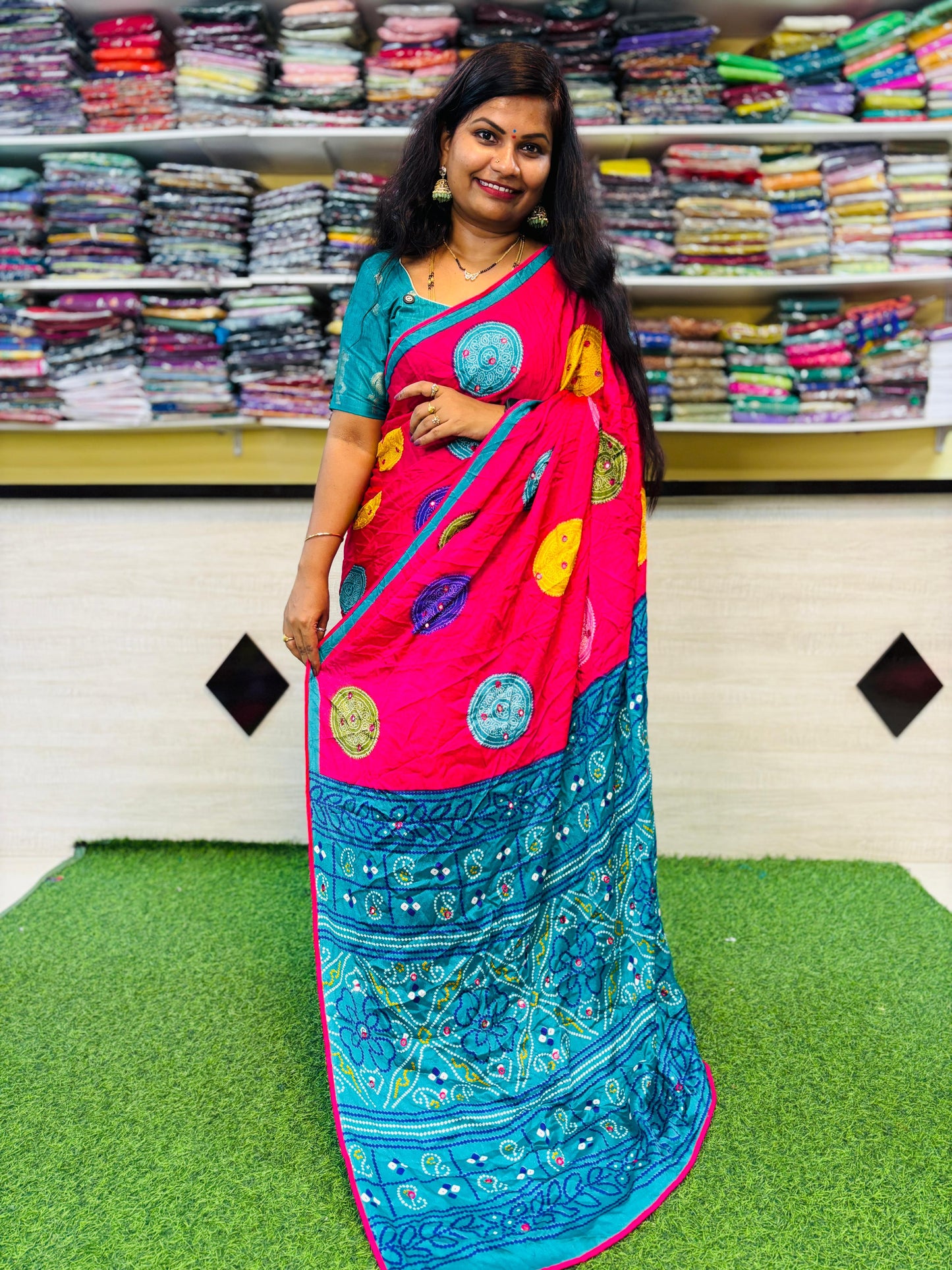 Moss Chiffon Bandhini