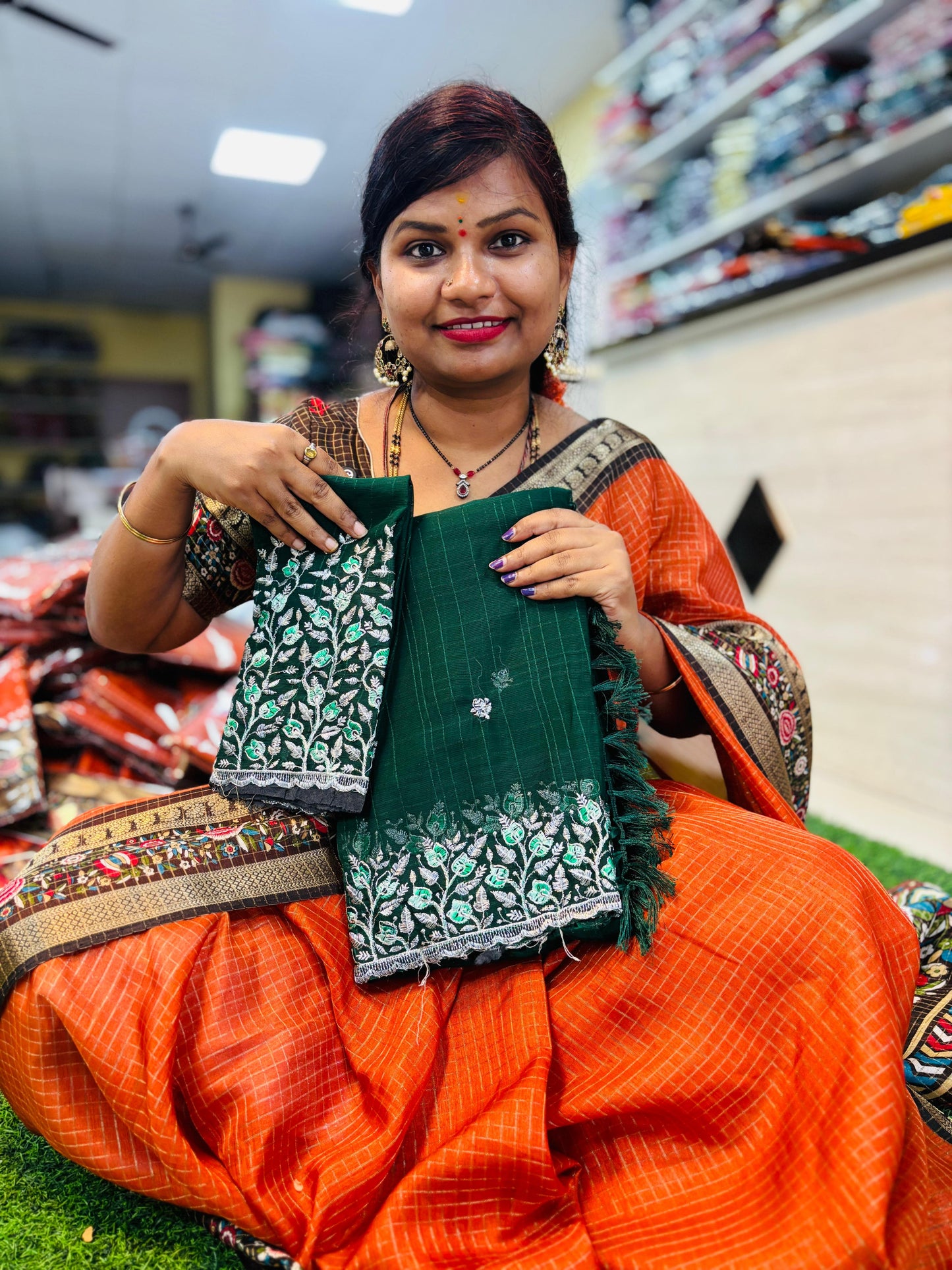 Georgette cutwork
With designer blouse