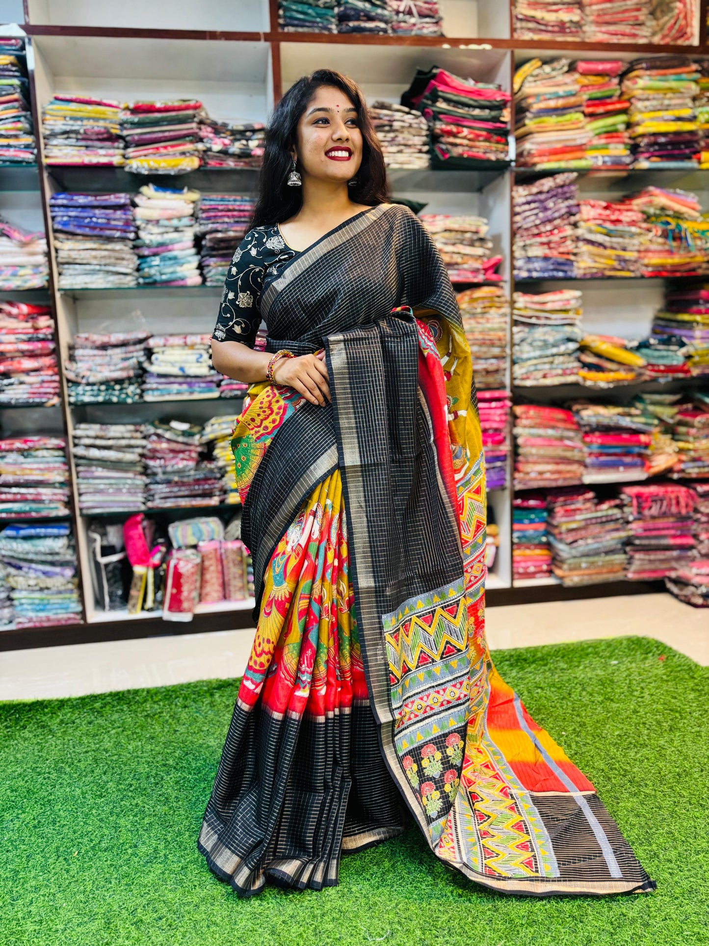 Crape Silk with Centre Design