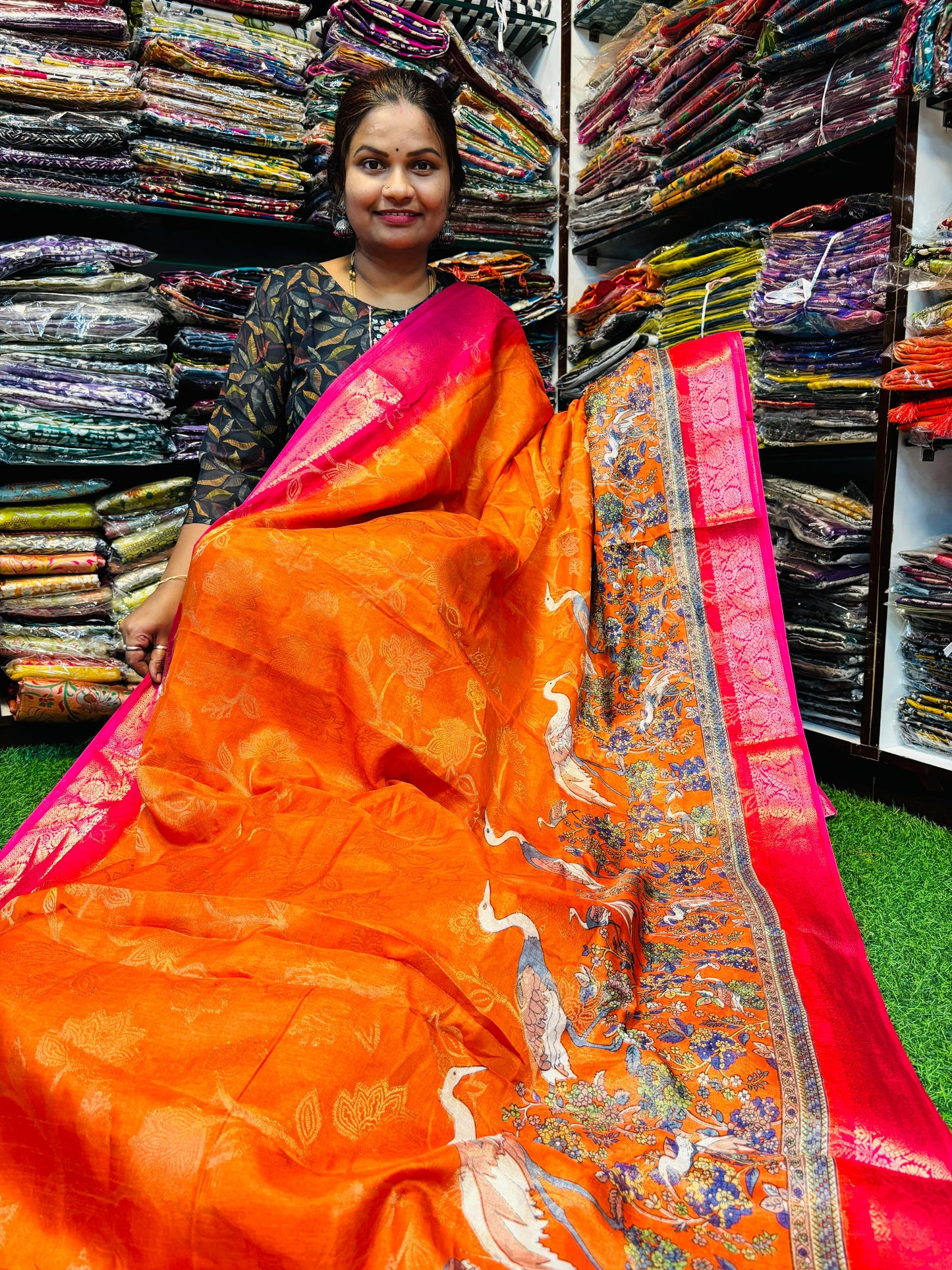 Crepe silk with Allover jacquard weavings