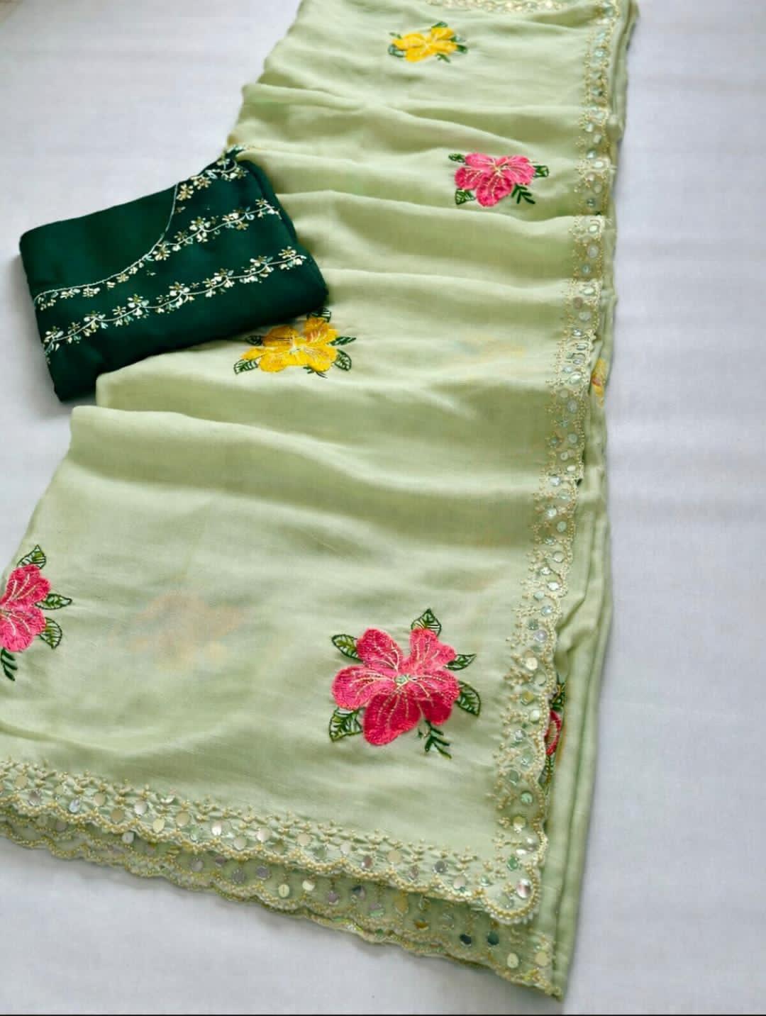 Pista Georgette Mirror work