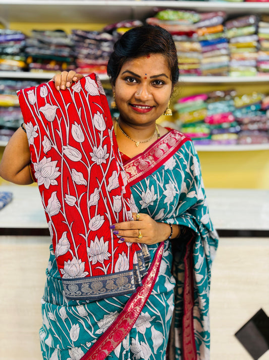 Maheswari silk with tulip designs