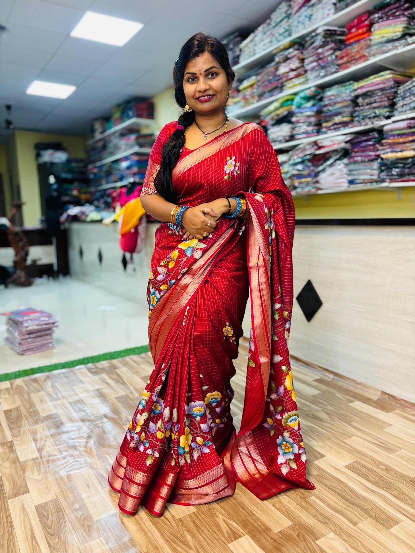 Vintage Mangalagiri Pattu with floweral detailings
