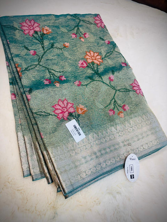 Premium tissue Meenakshi weaving Allover