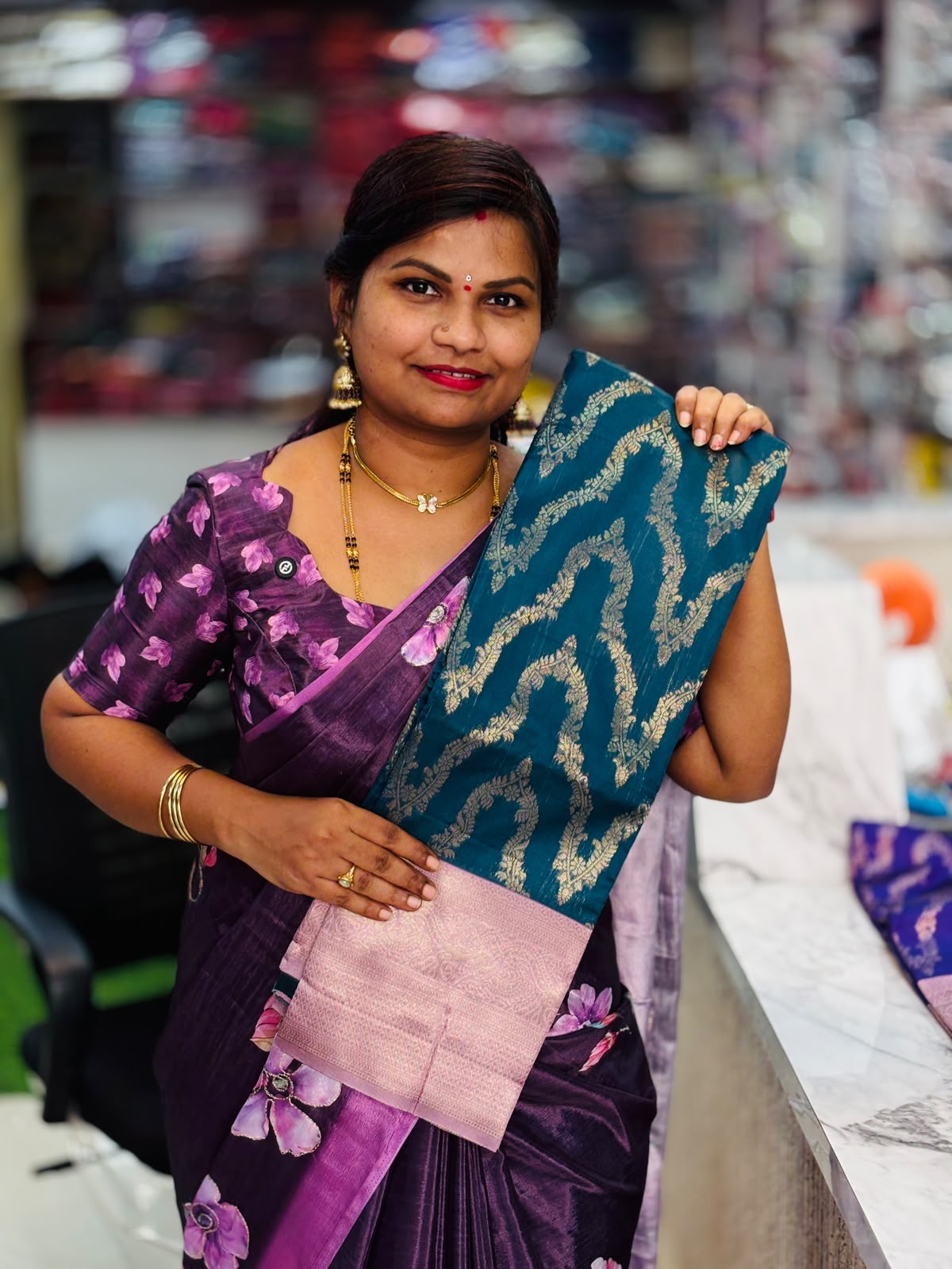 Necklace Banarasi Pattu Sarees Rama