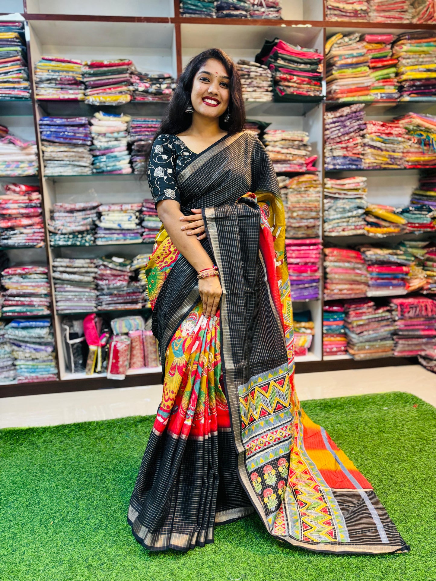 Crape Silk with Centre Design
