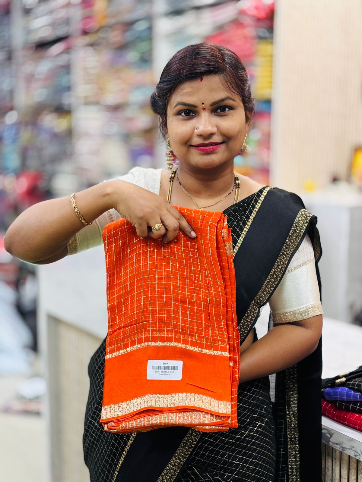 Premium viscous Georgette checks sarees