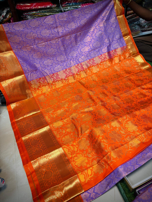 Lavender with red Kanchi sarees 13