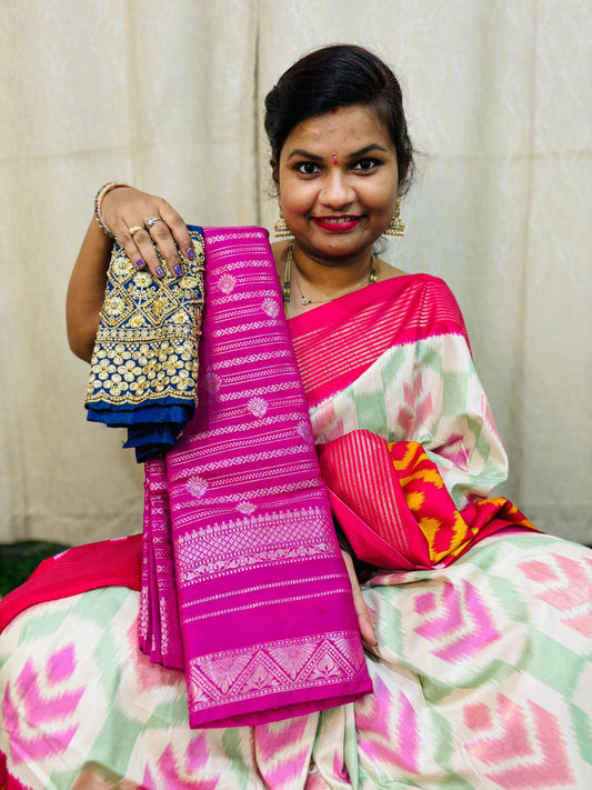 జాకెట్టుతో వెచ్చని బనారసీ పట్టు