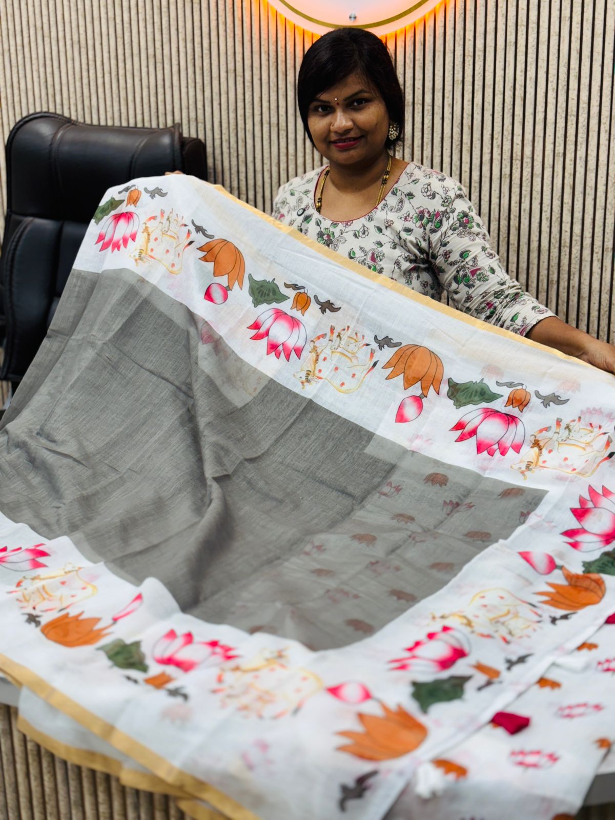 Pichwai Chanderi Lenin cotton