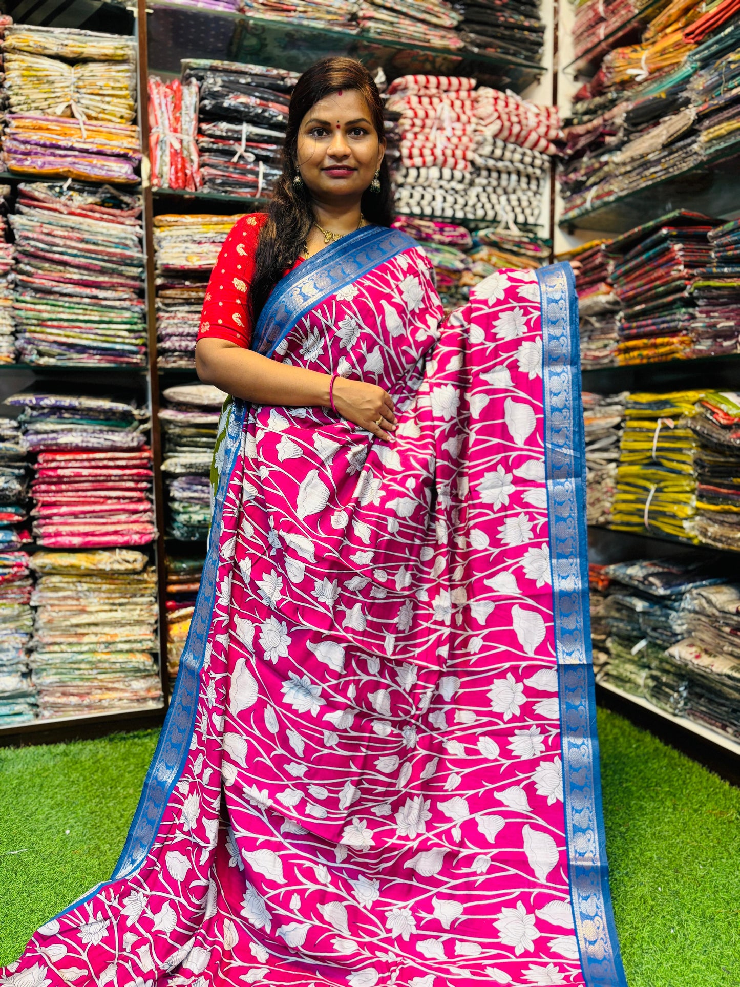 Maheswari silk with tulip designs