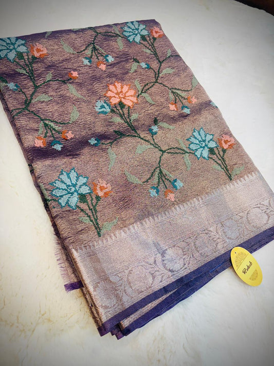 Premium tissue Meenakshi weaving Allover