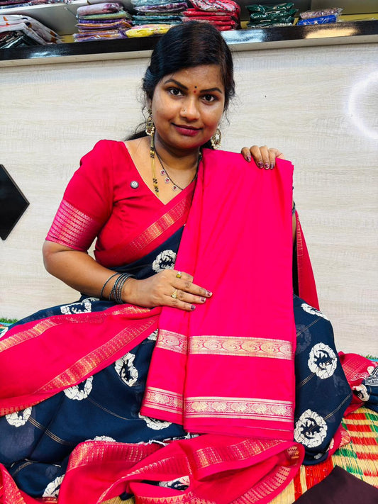 Semi Mysore crepe gap borders